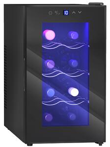 HOMCOM Mini Freestanding Wine Cooler Fridge, 8 Bottle, 21L, 26.5cm Quiet Thermoelectric Under Counter Drinks Beer Wine Fridge