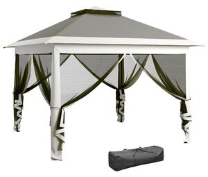 Outsunny Gazebo Pop Up with Sides, Waterproof Canopy Tent with Double Roof and Carry Bag for Patio Garden, Dark Grey Aosom UK