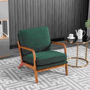 Mid-Century Modern Accent Chair with Solid Wood Frame and Soft Cushion, Armchair for Living Room, Ergonomic Design, 65x80x76 cm, Emerald Aosom.UK