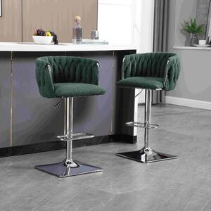 Adjustable Bar Stools Set of 2 with Woven Backs and Silver Base, Upholstered Swivel Counter Stools for Kitchen Island, 53x51x87 cm, Emerald Aosom.UK