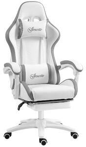 Vinsetto Racing Gaming Chair, Reclining PU Leather Computer Chair with 360 Degree Swivel Seat, Footrest, Removable Headrest and Lumber Support, White and Grey