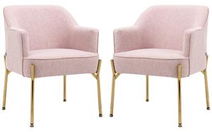 HOMCOM Accent Chair, Living Room Armchair, Vanity Chair with Gold Plating Metal Legs and Soft Padded Seat for Bedroom and Café, Set of 2, Pink