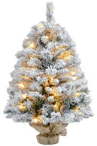 HOMCOM 3ft Prelit Artificial Christmas Tree with Warm White LED Light and 133 Tips, Concrete Base, Flocked Xmas Tree w/ Pine Cones, Green Aosom UK