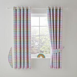 Rainbow Check Blackout Eyelet Curtains