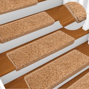 Carpet Stair Treads 15 pcs 65x21x4 cm Beige