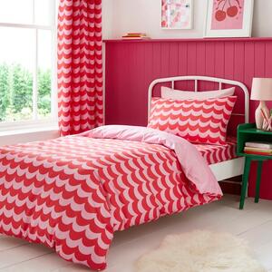 Pink Scallop Polycotton Duvet Cover & Pillowcase Set