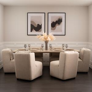Set of Rocco Washed Grey Oak Dining Table and Six Quadria Dining Chairs