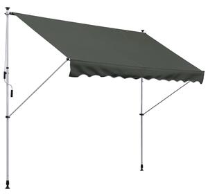 Outsunny Balcony 3 x 1.5m Manual Adjustable Awning DIY Patio Clamp Awning Canopy Retractable Shade Shelter - Grey