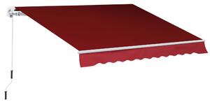 Outsunny Retractable Sun Shade Awning for Patio, Manual, Outdoor Deck Canopy Shelter, 2.5mx2m, Dark Red