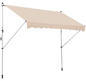 Outsunny 3x1.5m Garden Patio Manual Awning Canopy Sun Shade Shelter Retractable Adjustable Aluminium Frame Beige