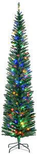 HOMCOM 7.5' Artificial Prelit Christmas Trees Holiday Décor with Colourful LED Lights, Pencil Shape, Steel Base