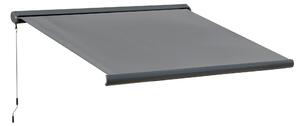 Outsunny Cassette Electric Motorised Manual Awning Door Window Patio Canopy Retractable Sun Shade w/ R/C, 350x300cm Grey