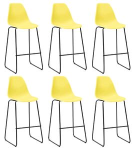 Bar Chairs 6 pcs Yellow Plastic