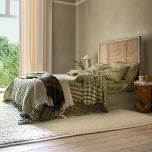 Botanical Green Gingham 100% Linen Duvet Cover | Super King | Piglet in Bed