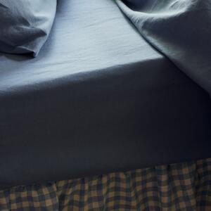 Dusk Blue 100% Linen Fitted Sheet | Emperor | Piglet in Bed