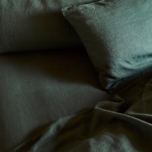 Fern Green 100% Linen Fitted Sheet | King | Piglet in Bed