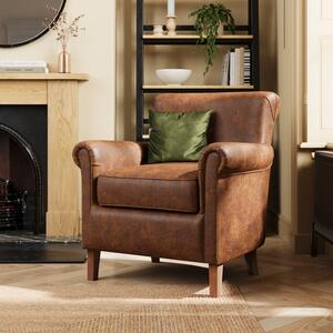 Alba Relaxed Faux Leather Occasional Armchair, Tan