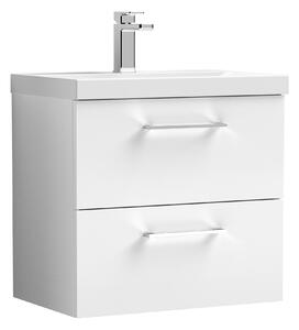 Arno Wall Mounted 2 Drawer Vanity Unit with Basin Gloss White