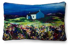 The Art Group Avril Thomson Smith Summer Shades Velvet Rectangle Cushion Blue