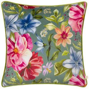 Wylder Nectar Garden Petunia Square Cushion Teal (Blue)