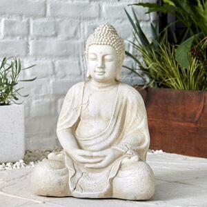 Fibre Clay Cream Sitting Buddha