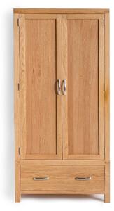 Abbey Light Oak 2 Door Double Wardrobe with Drawer | Roseland