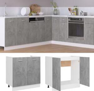 Sink Bottom Cabinet Concrete Grey 80x46x81.5 cm Engineered Wood