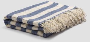 Piglet Warm Blue Checked Stripe Wool Blanket Size 140 x 220cm