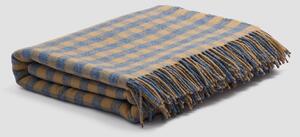 Piglet Warm Blue Gingham Wool Blanket Size 140 x 220cm