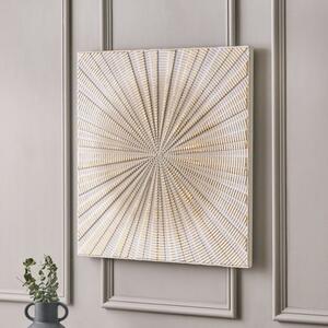 Light Grey and Gold Metal Starburst Wall Art