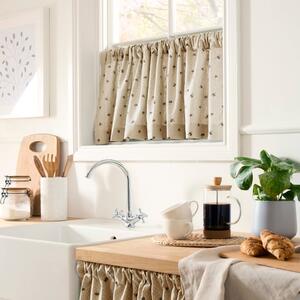 Bees Café Style Unlined Slot Top Single Curtain