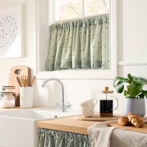 Bees Café Style Unlined Slot Top Single Curtain