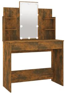 Dressing Table with LED Smoked Oak 96x40x142 cm