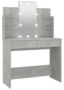 Dressing Table with LED Concrete Grey 96x40x142 cm