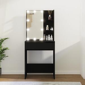 Dressing Table with LED Black 60x40x140 cm