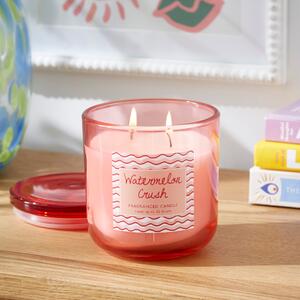 Watermelon Crush Glass Candle Red