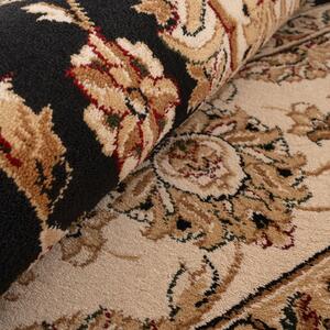 Traditional Black Floral Rug - Malaki - Jasmine - 80cm x 150cm