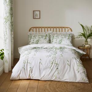 Willow Trail Green Duvet Cover and Pillowcase Set Green/White