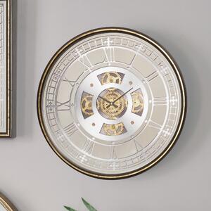 Antique Working Cog Wall Clock, 60cm Gold/Silver