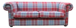 Chesterfield Original Tartan 1930's 3 Seater Sofa Balmoral Ruby Fabric In Classic Style