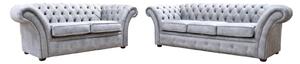 Chesterfield Handmade 3+2 Sofa Suite Oakland Taupe Grey Fabric In Balmoral Style