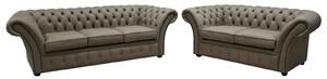 Chesterfield 3+2 Seater Shelly Burnt Oak Leather Sofa Suite In Balmoral Style