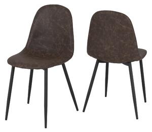 Athens Set of 2 Dining Chairs, Brown Faux Leather Brown