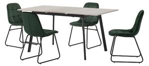 Avery Rectangular Extendable Dining Table with 4 Lukas Chairs Green