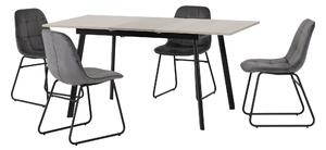 Avery Rectangular Extendable Dining Table with 4 Lukas Chairs Grey