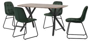 Athens Rectangular Dining Table with 4 Lukas Chairs, Oak Effect Green