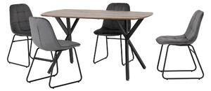 Athens Rectangular Dining Table with 4 Lukas Chairs, Oak Effect Grey