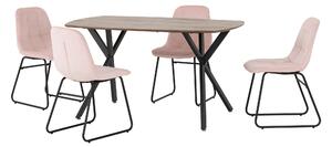 Athens Rectangular Dining Table with 4 Lukas Chairs, Oak Effect Pink