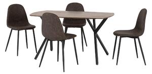 Athens Rectangular Dining Table with 4 Chairs, Oak Effect Brown