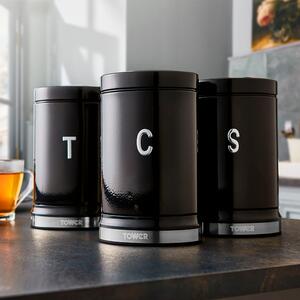 Tower Set of 3 Belle Canisters Black